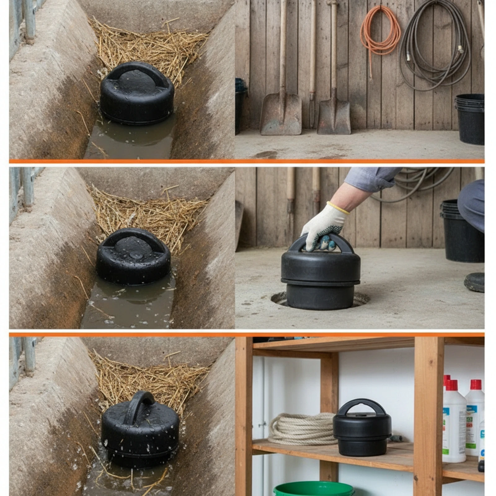 Heavy-duty Piston-style Sealing Plug Livestock Discharge Bouchon Water-seal Plug with Handle for Pig Barn Drainage