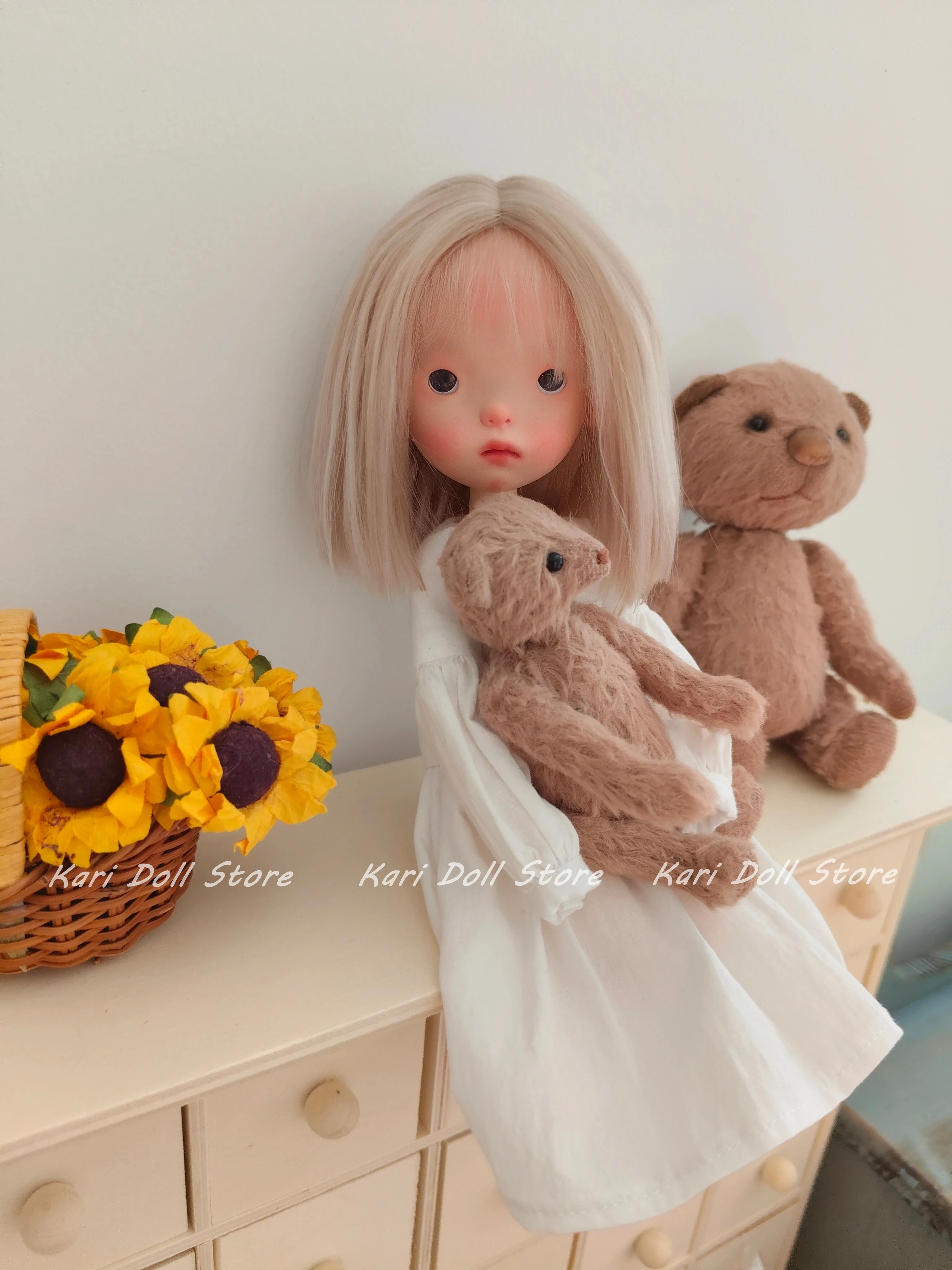 

Kari Doll Натуральный мохеровый парик с прямыми волосами для куклы Landazz Landoudou, окружность головы 16 см