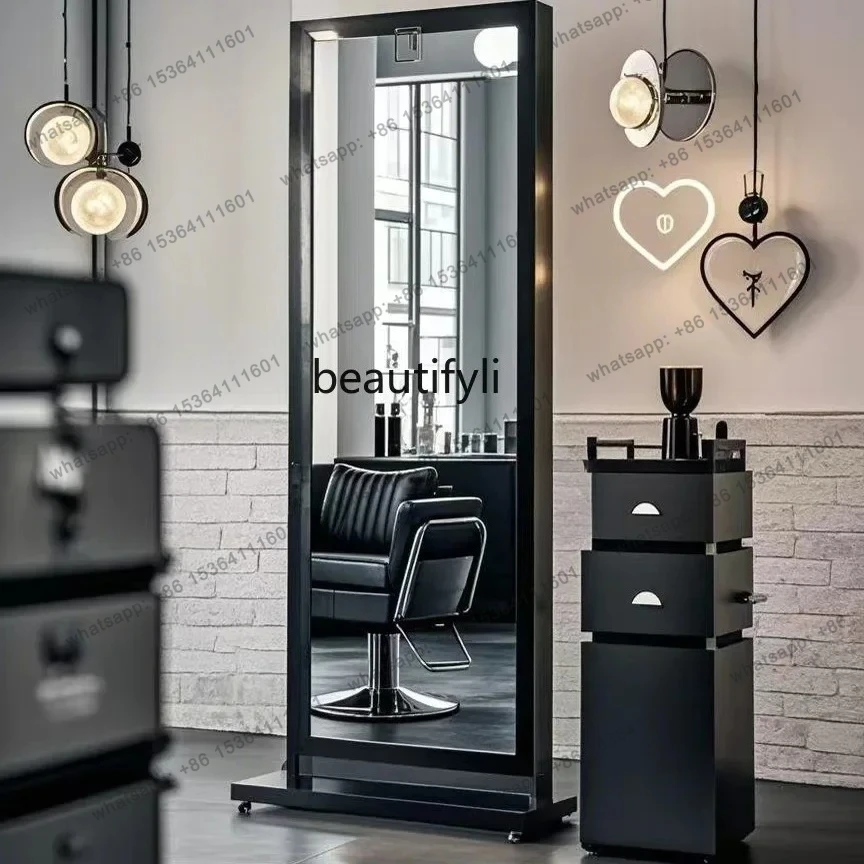 D30 High-End Hair Salon Mirror Stand Haircut Mirror Single and Double-Sided Floor Mirror
