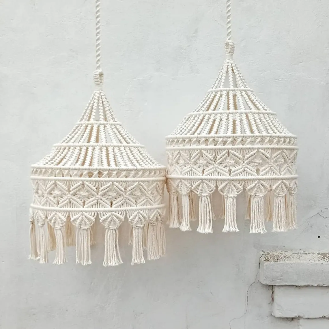 Nordic Macrame Woven Tapestry Lampshade Boho Hanging Lamp Cover Ceiling Pendant Light for Home Bedroom Chandeliers Decorative