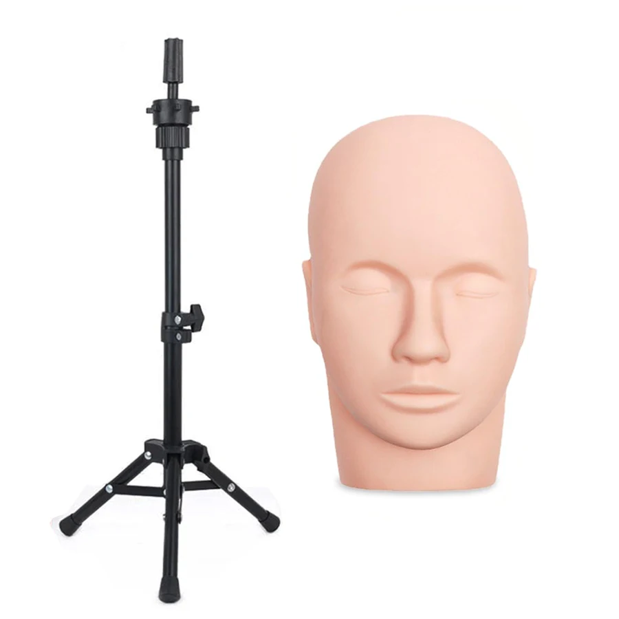 

Professional Silicone Mannequin Head Flat Top for Eyelash Extensions Training Realistic Skin-Like Facial for Makeup