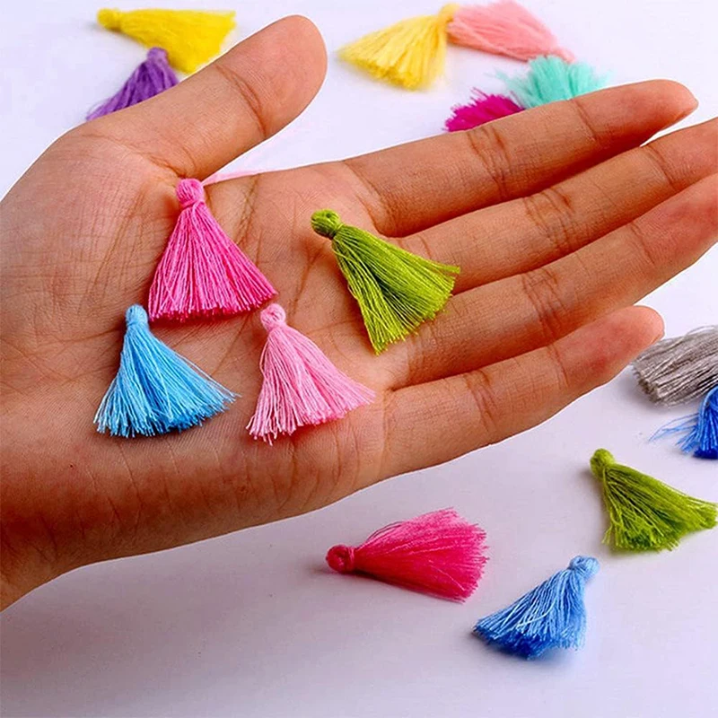 50/100Pcs Multi-Colors Mini Tiny Handmade Tassels Charms For Earring Pendant Jewelry Necklace Making DIY Craft Accessories