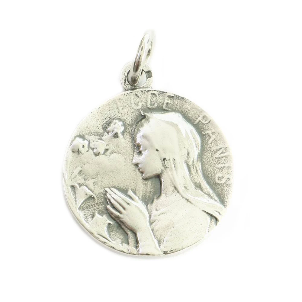 

925 Sterling Silver Charms 2 Sides Round Virgin Mary Pendant TA166