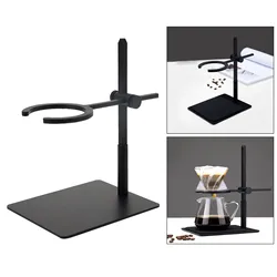 Pour Over Coffee Stand Coffee Dripper Filter Stand Retro Hand-Brewed Coffee Stand Household Drip Filter Stand Wooden Base Adjust