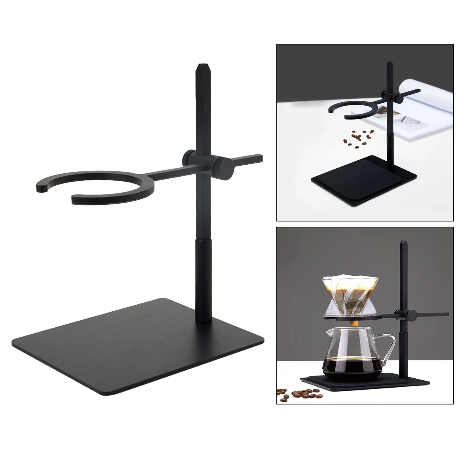 Pour Over Coffee Stand Coffee Dripper Filter Stand Retro Hand-Brewed Coffee Stand Household Drip Filter Stand Wooden Base Adjust