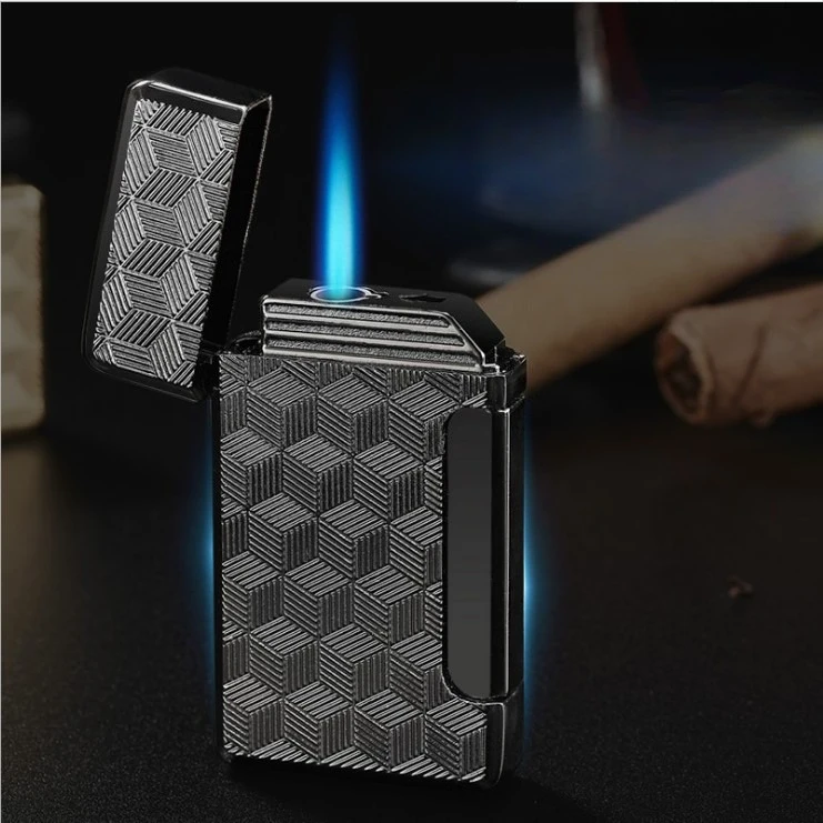 Clang Side Press Straight Lighter Personalized Pattern Edge Windproof Inflatable Lighter