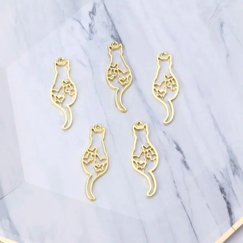 

5 Pcs/Set for Creative Hollow for Cat Charms Metal Frame for UV Resin Crafts Cas