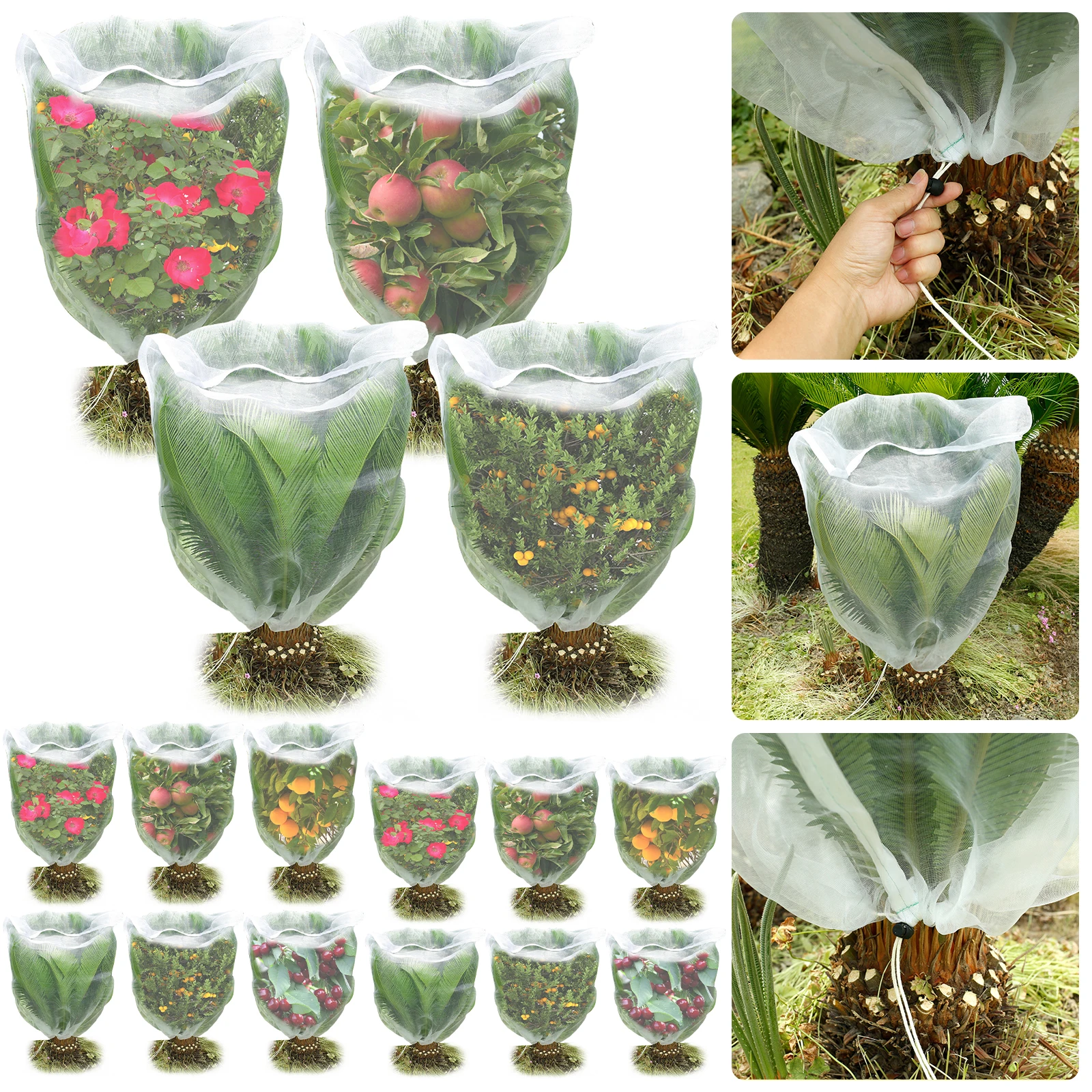 

Plant Protection Net Reusable Insect Bird Barrier Anti-Insect Net Cover Garden Fruit Anti-Insect Net with Drawstring Zipper