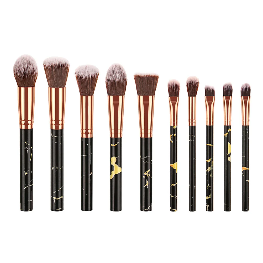 

10pcs Makeup Brush Set Marbling Design Premium Bristles No Shedding Brushes For Women Daily Use Professional Makeup