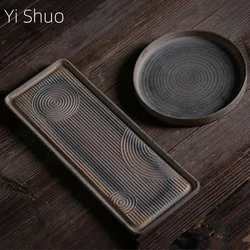 Tray Manual Vintage Gilded Dry-Bulb Disk Tea Saucer Ceramic Simple Water Dry-Bulb Tray Chinese Tea Table  Tea Ceremony Tray