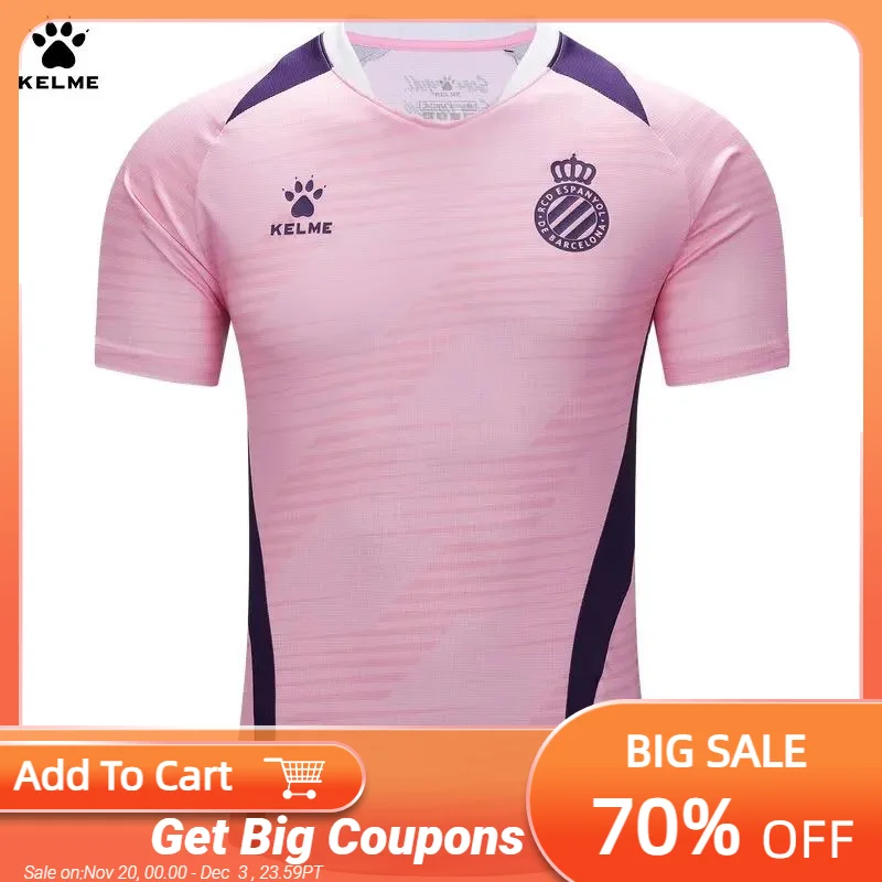 

Kelme Men's Training Top Football Shirt 24-25 Espanyol Training Short Sleeve Outdoor Fitness Running T-shirt