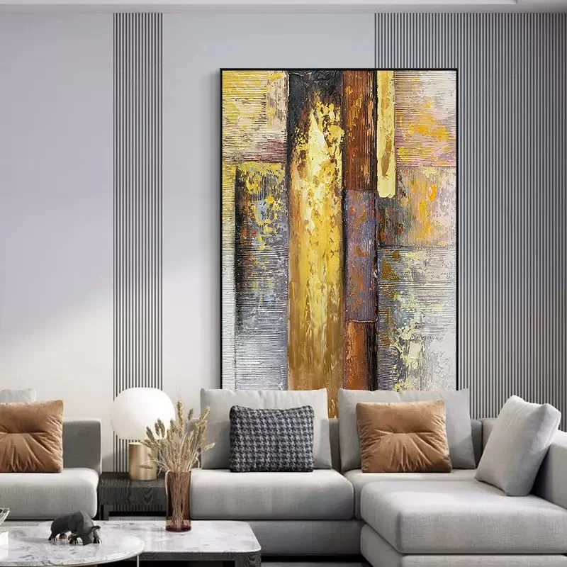 

Texture Art Oil Painting Gold Picture Hand-painted Acrylic Artwork Modern Abstract Canvas Decoration Salon Maison Luxe Unframed