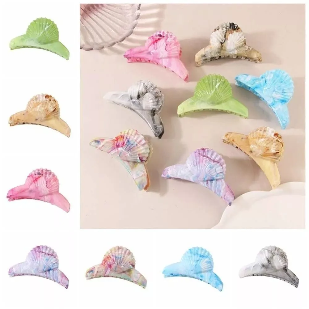 New ABS Beach Headwear Acetic Acid Barrettes Acetate Trendy Hair Grab Clip Summer Beach Advanced Shell Hair Claw