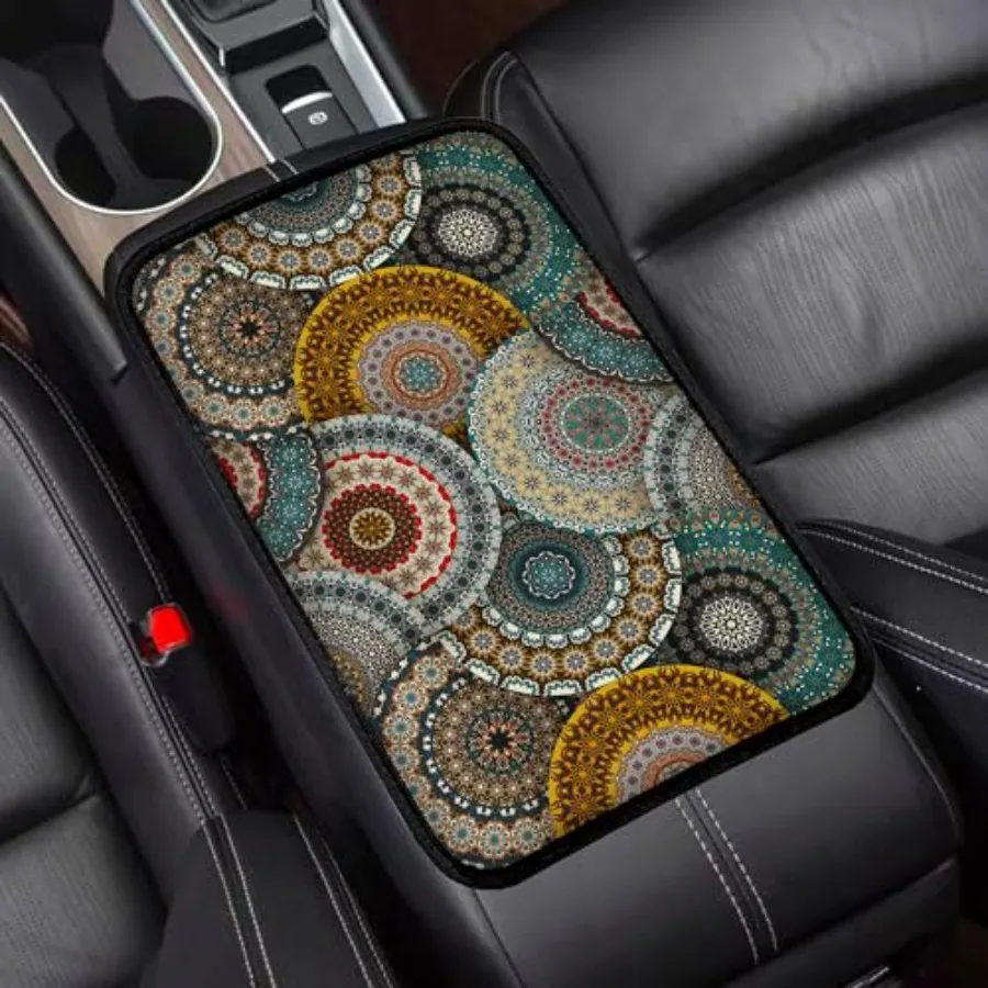 Bohemian Universal Armrest Cover Pad, Car Center Console Cushion Pad, Protect from Pet Claws, Dirt, and Sticky Fingers, Comfort