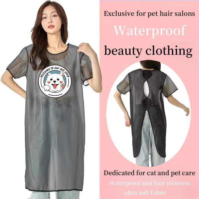 Pet Beautician Work Clothes Cat Dog Grooming Wate Rproof AndAnti Fur Work Clothes Kitchen Oil Resistant Hair Cutting Shop Apron