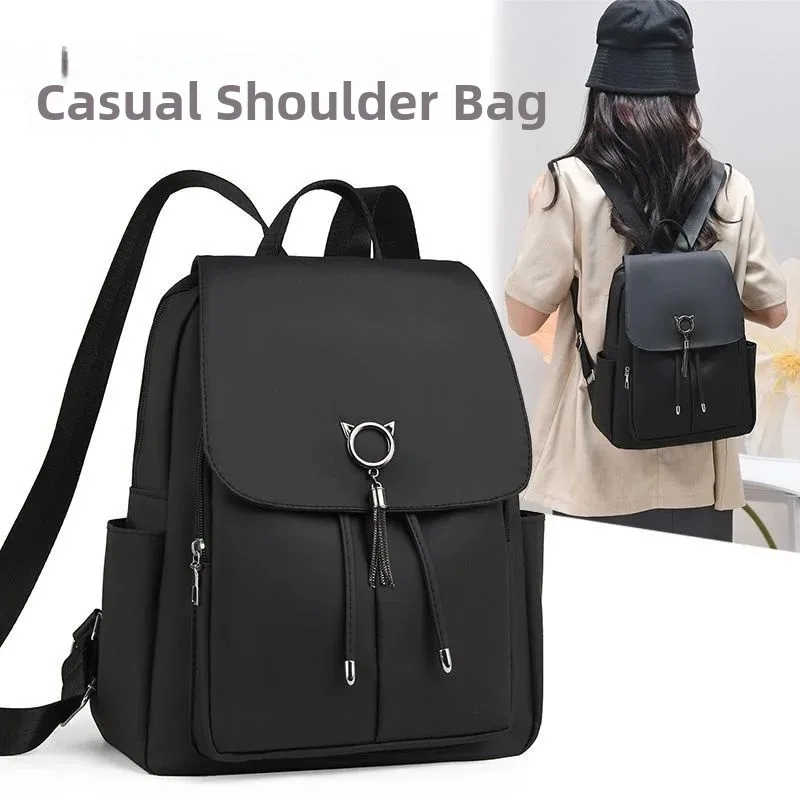 Large Capacity Oxford Cloth Travel Backpack Women's Double Shoulder Fashion Computer Bag Zipper Closure Fitness Scene Use