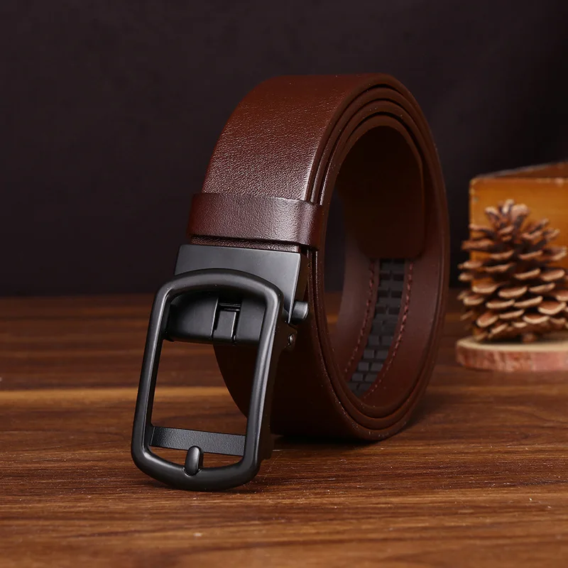 メンズ新デザイン自動バックル本革ベルト第一層牛革多用途ファッションビジネスベルト