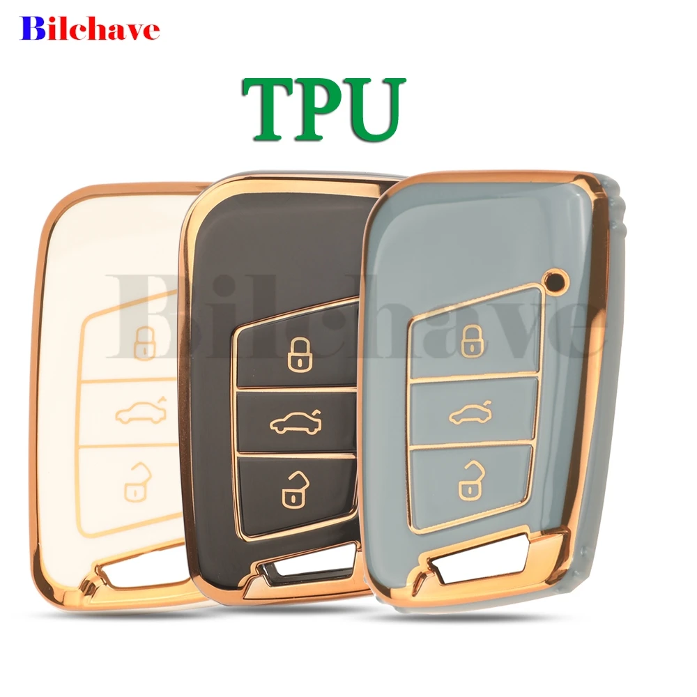 jingyuqin 3 Buttons TPU Car Key Case Full Shell For VW Volkswagen Tiguan MK2 Magotan Passat B8 For Skoda Superb A7 Accessories