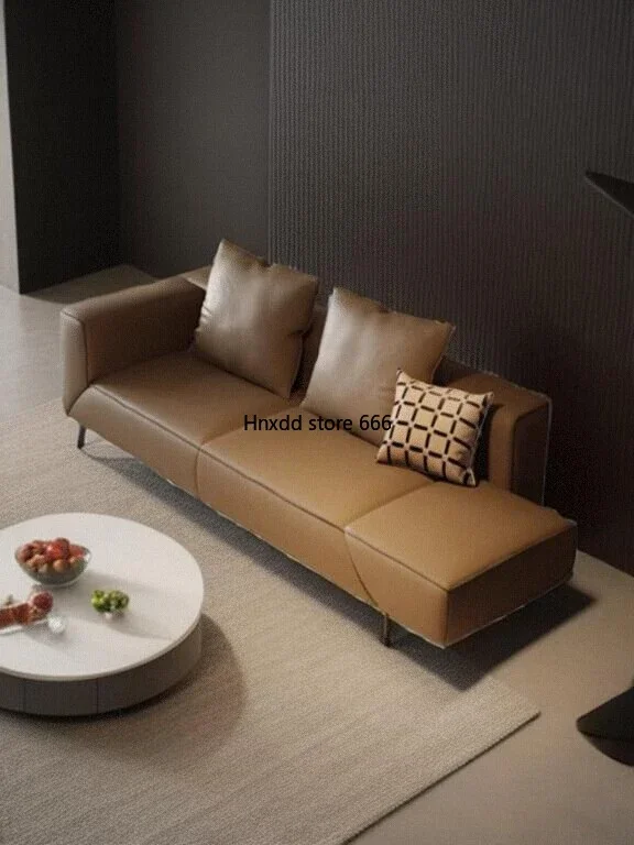 

New armrest flip leather straight row antique minimalist Jori sofa