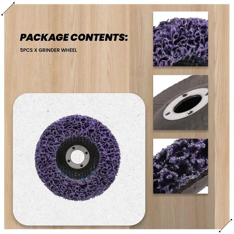 5Pcs Durable Poly Strip Disc Wheel 100X16mm Wood Metal Paint Rust Removal Clean Abrasive Tools For Angle Grinder