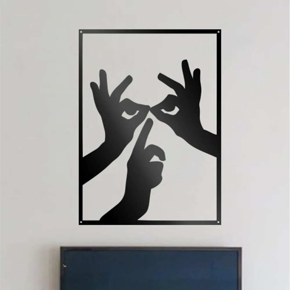 Fingers imitate figures Cutout Black Plaque Wall Hanging Decoration Home Dining Room Kitchen Silhouette Metal Sign