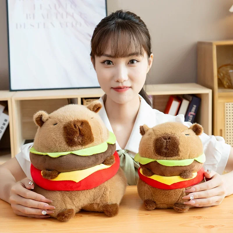 Kawaii Plushie Doll Hamburg Capibara peluche simulazione Capibara Anime simpatici animali di peluche morbido regalo di peluche giocattoli per bambini