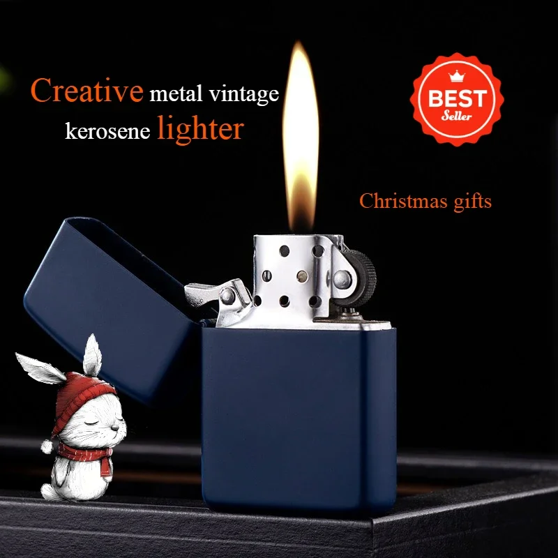 Classic Retro Lighter Metal Body Grinding Wheel Fireproof Lighter Cigarette Accessories Men's Small Gift