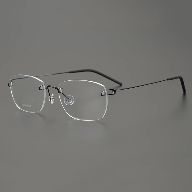 Fashion Men Square Business Rimless Glasses Frame Women Titanium Ultralight Thin Rim Eyeglasses Small Big Face Comfort Eyewear