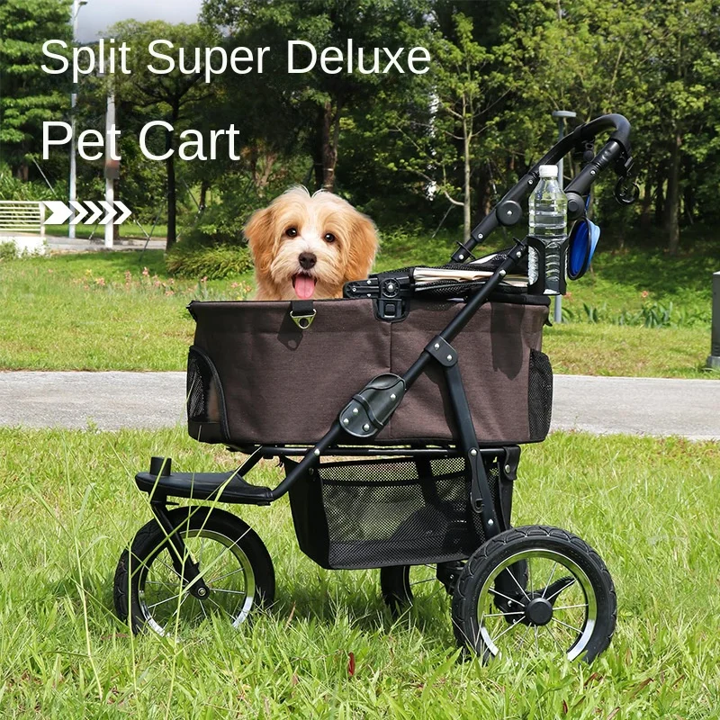 

Detachable Pet Carrier and Stroller with Spacious Compartment - Ideal for Excursions with Your Furry Friend!