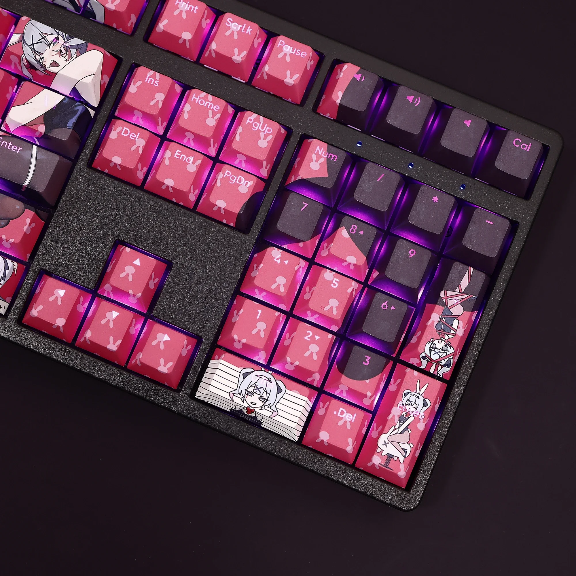 108 Keys/Set Miku Rabbit Hole Anime Cosplay Cute PBT Keycaps Cherry Profile for MX Switch Mechanical Keyboard Game DIY Custom