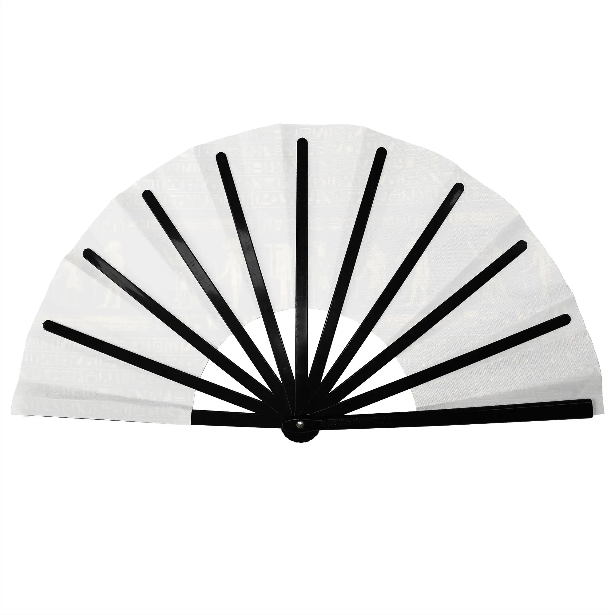 Egyptian Hieroglyphs Folding Fan Chinese Style Ancient Egypt Symbol High-Quality Polyester Fans Exquisite Decorative Hand Fan