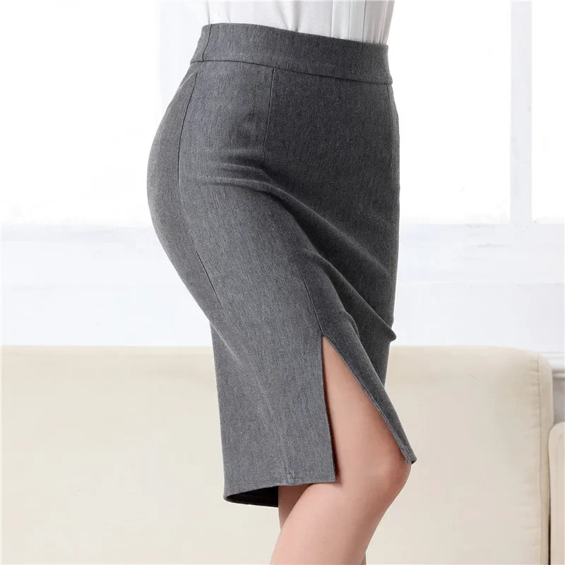 

2025 New Fashion Women Office Formal Pencil Skirt Spring Summer Elegant Slim Front Slit Midi Skirt