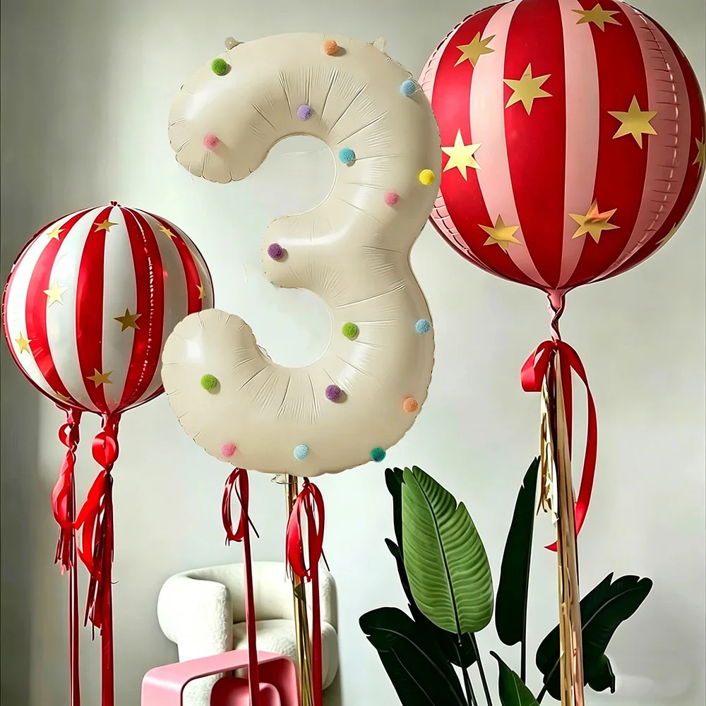26-teiliges 4D Gestreiftes Stern-Set mit 40-Zoll Zahlen-Folienballon für Geburtstagsfeier, Hochzeit, DIY-Dekoration, Familienfeier-Dekorationsbedarf – Detail 4