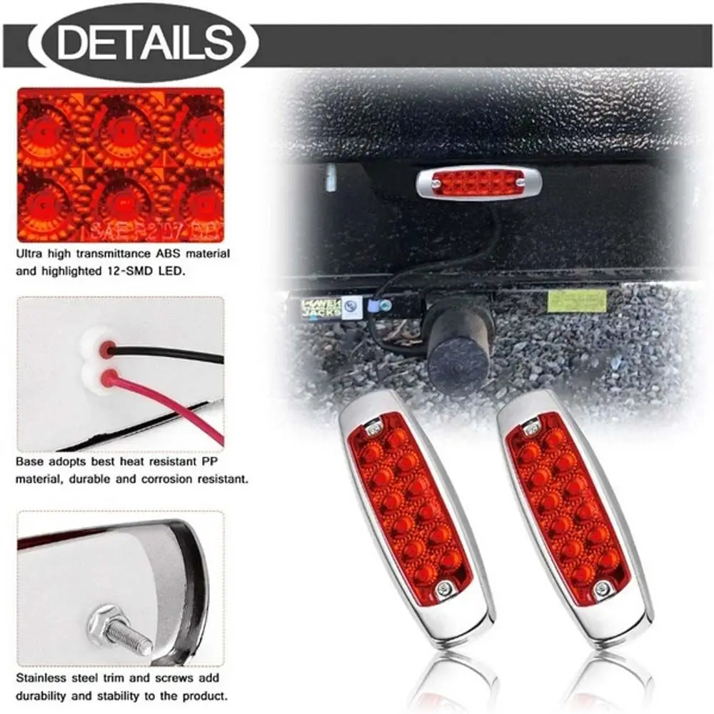 White 12 LED Trucks Boat Caravan Bus Clearance Lamp Trailer ​Indicator Light Car Side Marker Light Auto Marker Gap Light