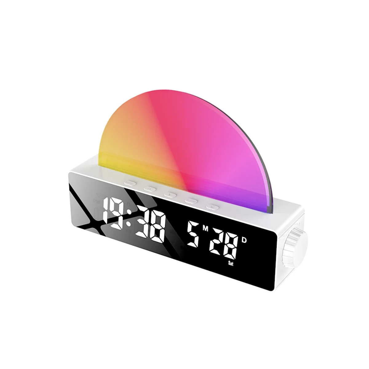 Multi Color Sunrise Despertador com Carregador USB, Wake Up Light, Dawn Simulator, Abajur Sun Lamp, Branco