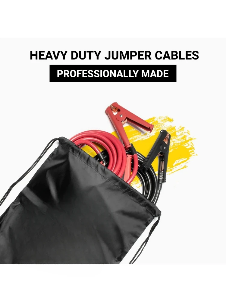 Heavy Duty Jumper Cables with Alligator Clips, 100% Pure Copper Wire, Positive & Negative Leads Battery Cable, Made in The USA