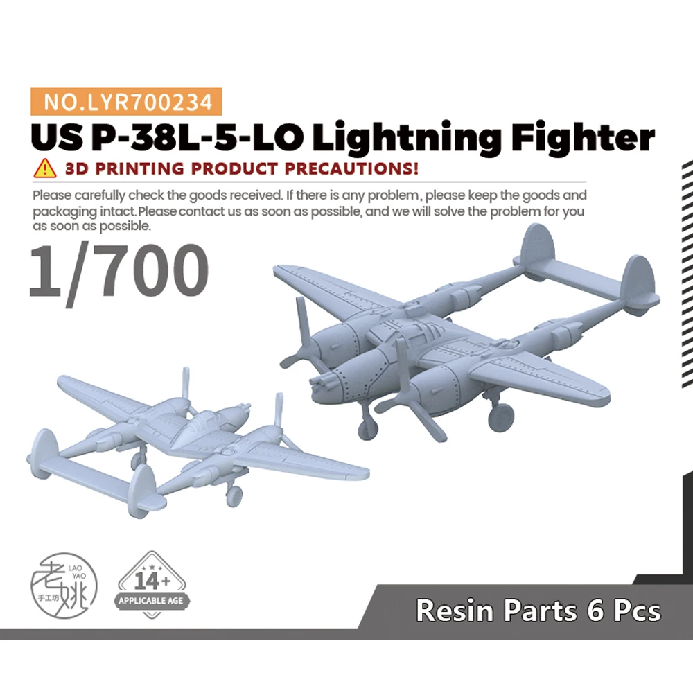 

Yao's Studio LYR234 1/700 Military Model Kit US P-38L-5-LO Lightning Fighter WWII WAR GAMES