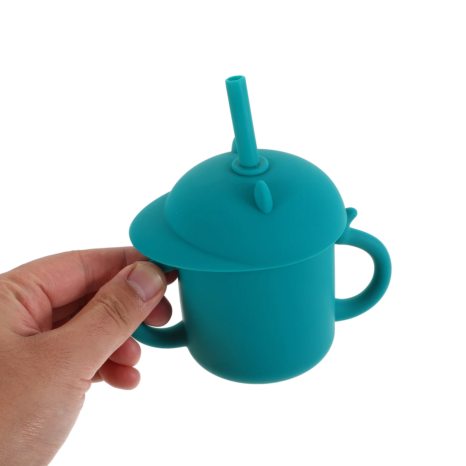 Silicone Training Cup for Toddlers with Handle and Straw No Spill Unbreakable Baby Drinking Cup Dishwasher Safe