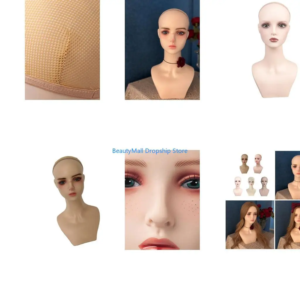 40JD Female Mannequin Head Display Stand Holder for Wig Hairs Hat Display