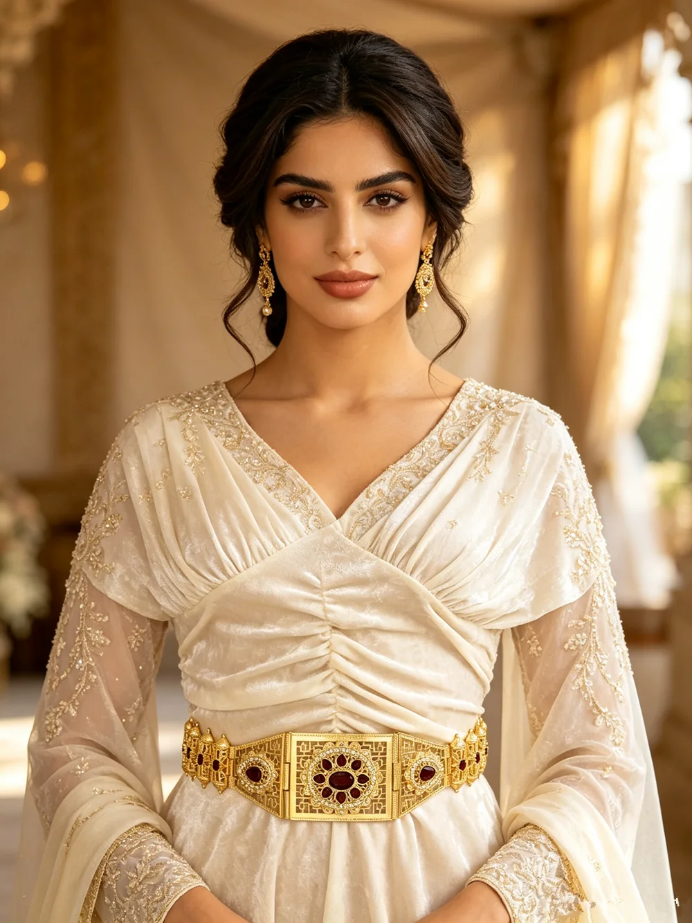 Shiny Moroccan Fashion Robe Belt with Square Embedded Rhinestones Adjustable Rope Traditional Arab Bride Wedding Jewelry Body Ch