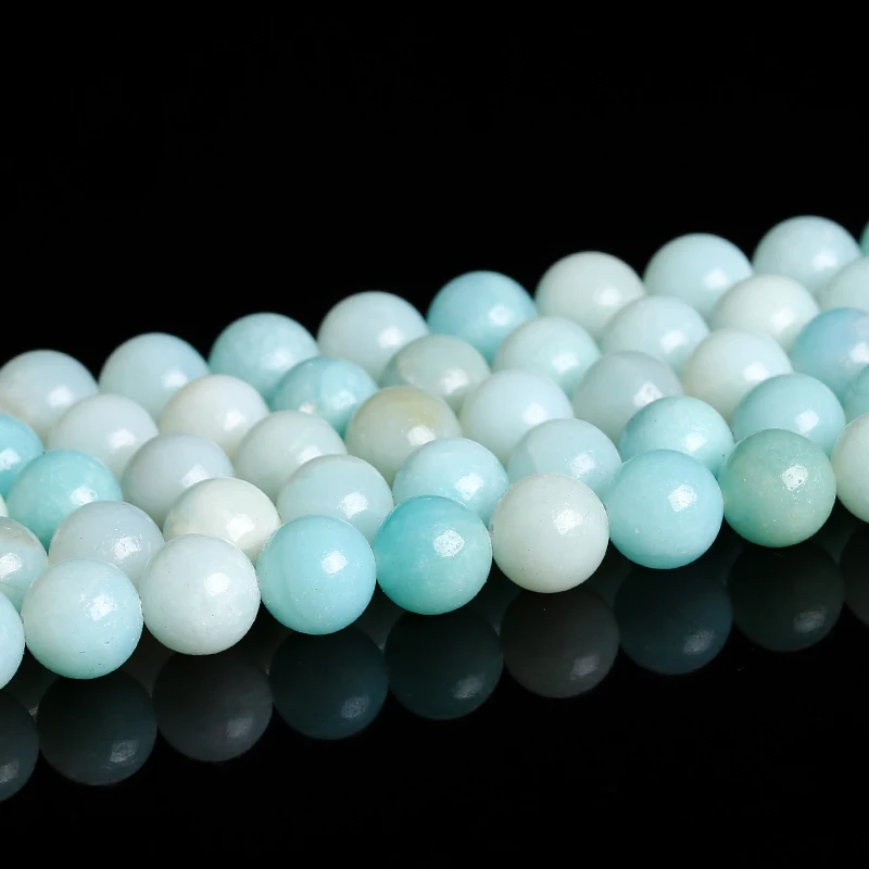 Genuine Natural Amazonite Stone Bead High Quality Loose Spacer 4 6 8 10MM For Jewelry Making Diy Necklace Bracelet Accessory