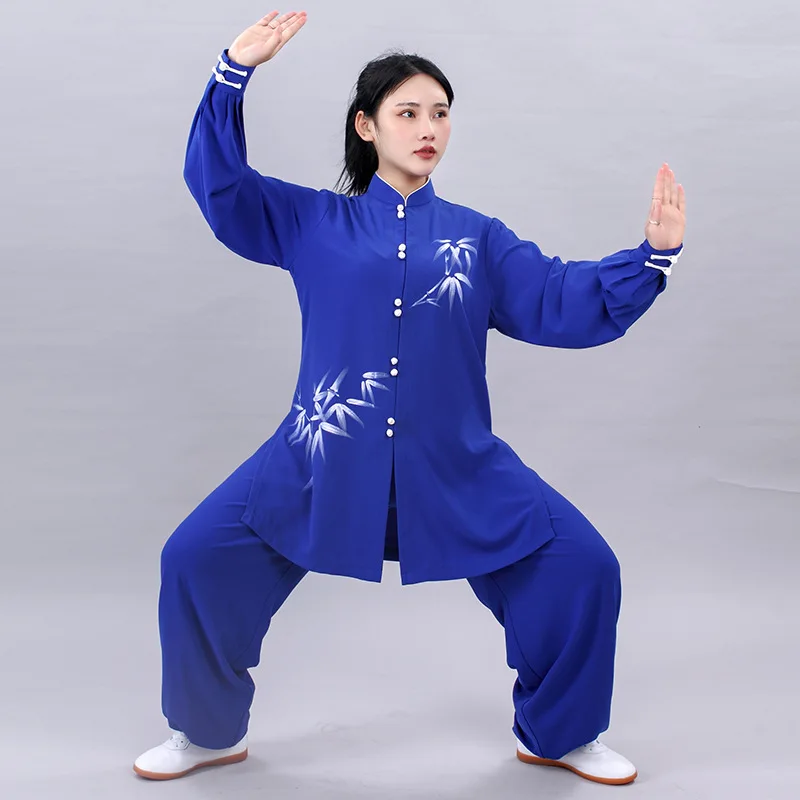 Women Performance Tai Chi Suit Kung Fu Wushu Martial Arts Uniform Wing Chun Jacket Pants Oriental Button Stand Collar Clothing