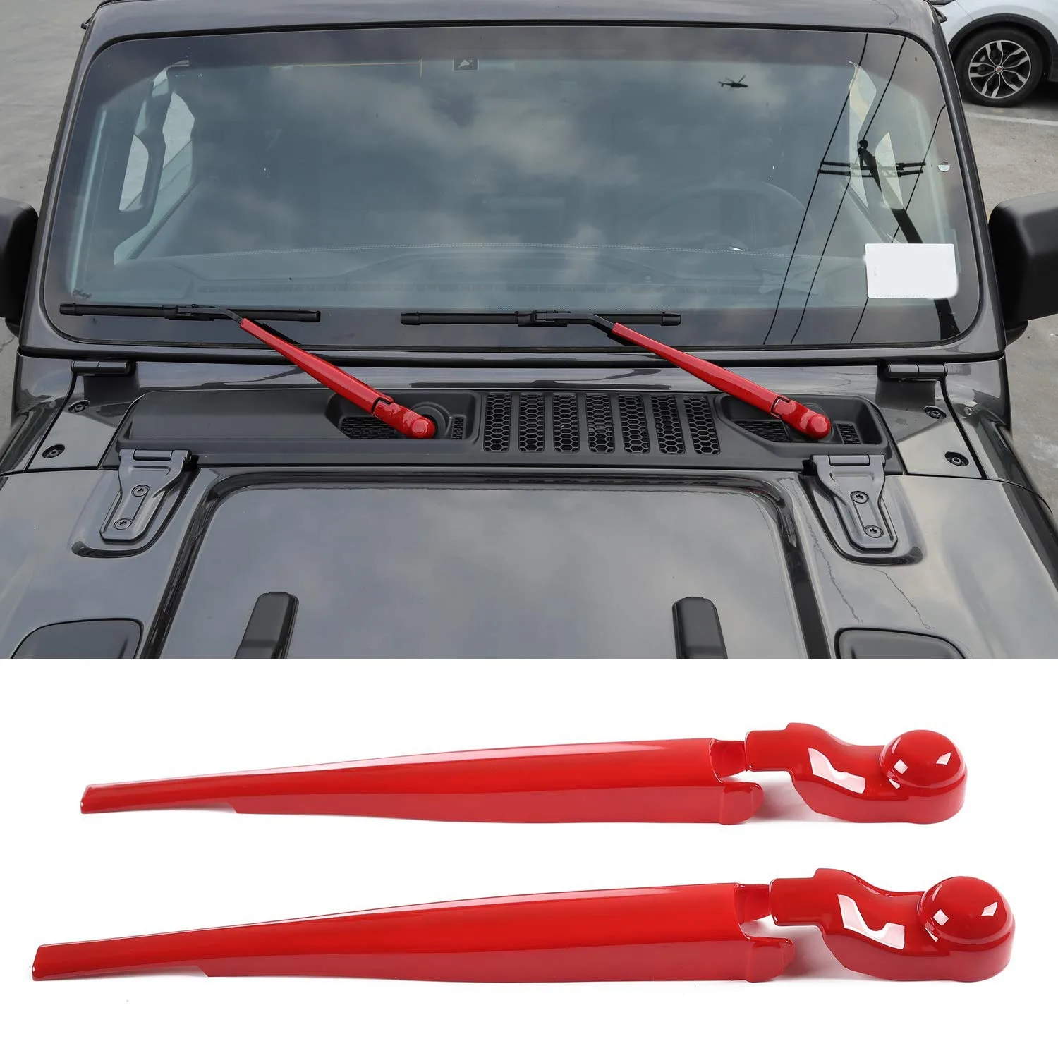 

Front Window Windshield Wiper Blade Decoration Trim Cover for 2018-2019 Jeep Wrangler JL 4-Door 2-Door Car