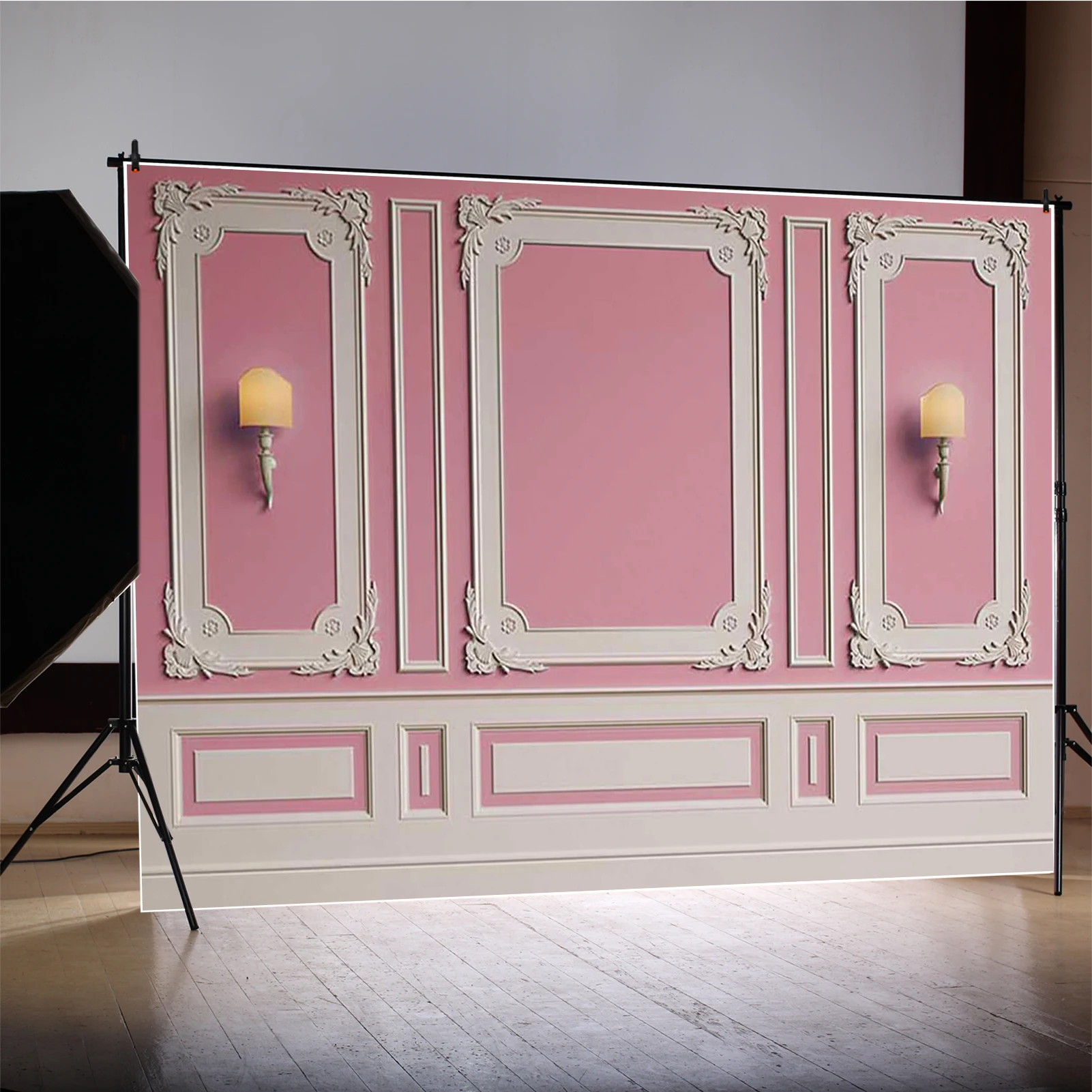 MOON.QG Retro Damask Tło Fotograficzne Ramka Ścienna Salon Różowe Fotobudka Tło Studio Fotograficzne Dziecięce Rekwizyty Fotobudki