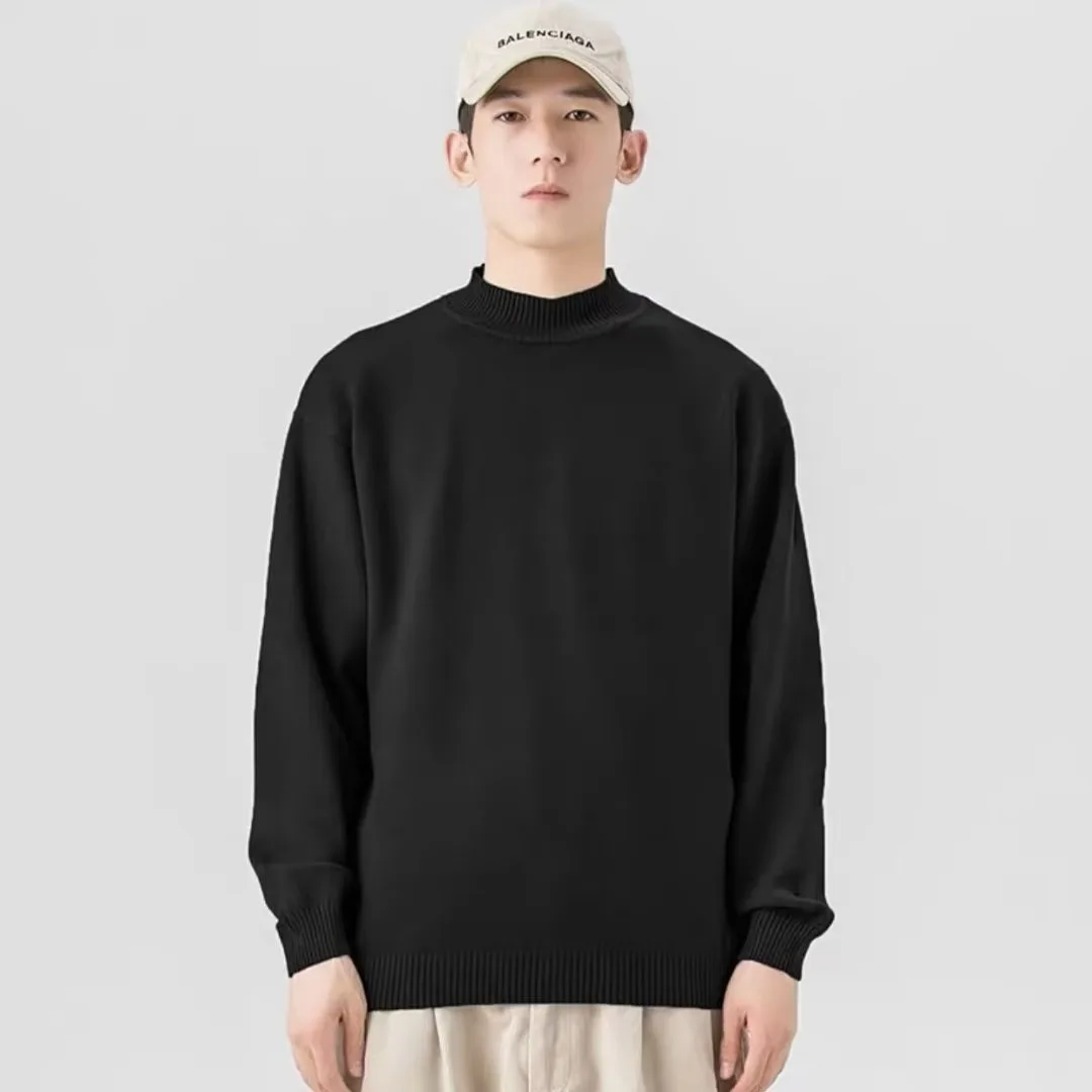 

Новинка 2025, мужской осенний повседневный вязаный свитер, тонкий свитер с круглым вырезом в корейском стиле, мужские теплые топы и футболка с длинными рукавами