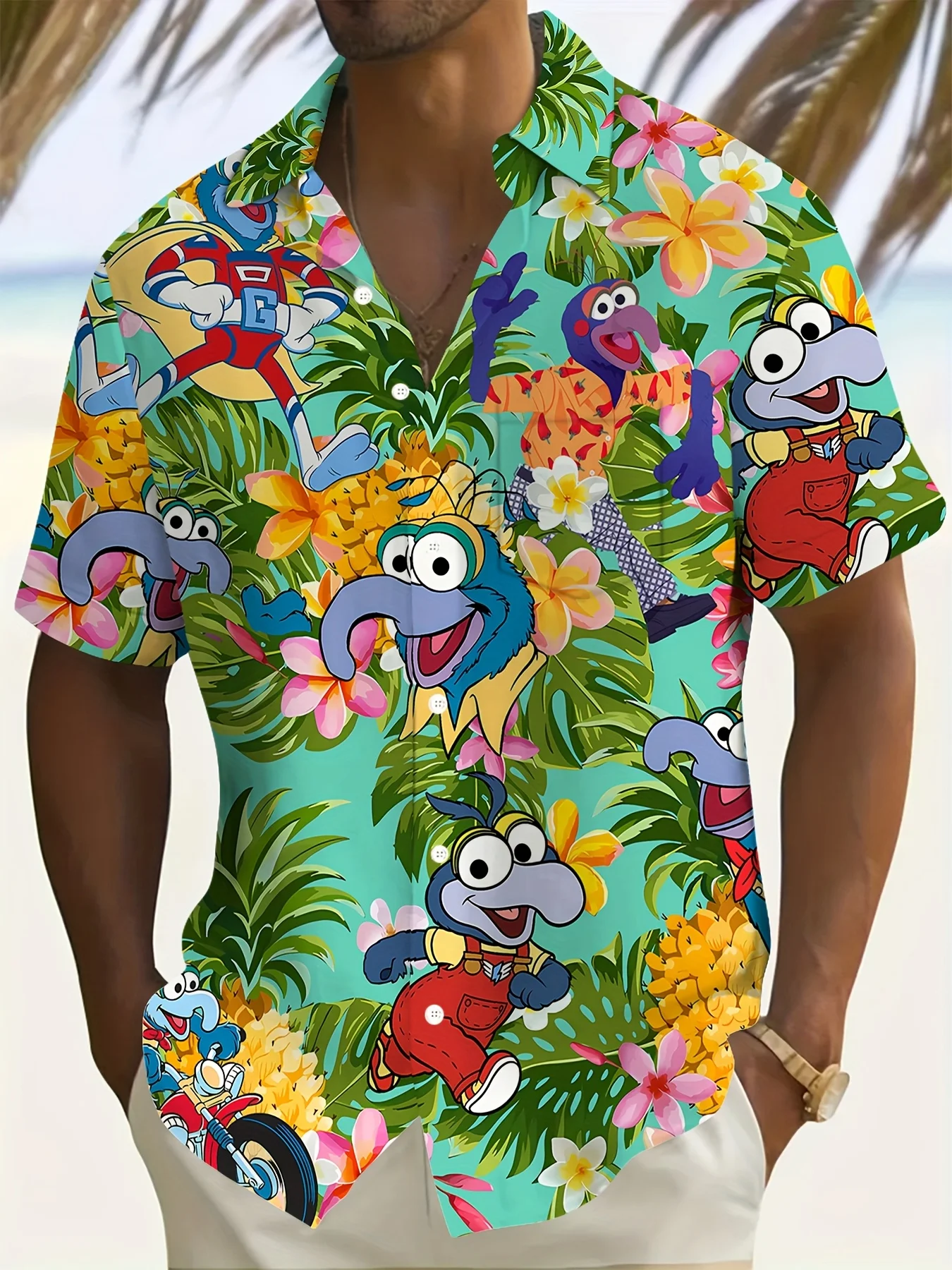 

Trendy men's casual short-sleeved button-up shirt - suitable for summer beach outings and casual wear on beach outfits, holiday