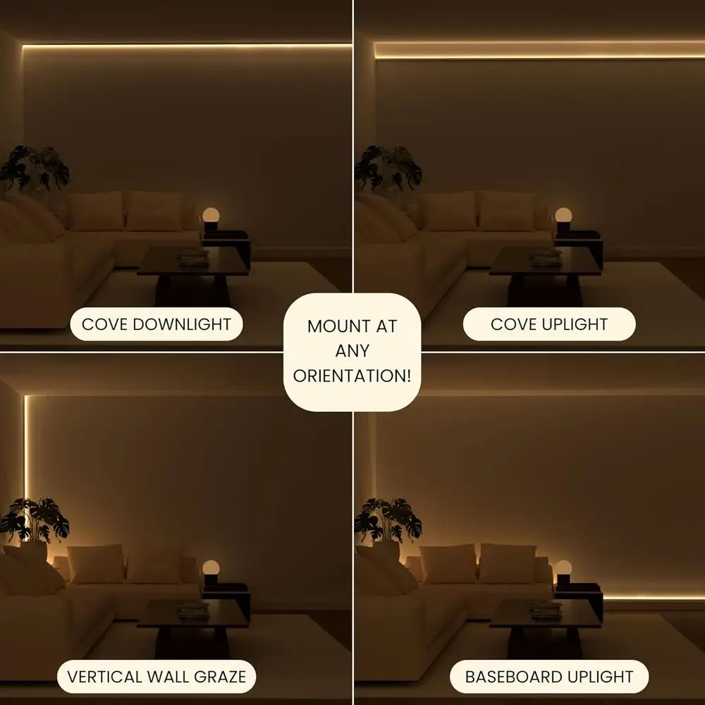 طقم إخفاء شريط LED بطول 16.4 أقدام/5 متر - إضاءة كوف صديقة للإيجار للجدران