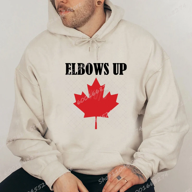 

Elbows Up Canada Print Hoodies For Men Hot Selling Men Long Sleeve Tops Creative Personalized Sweatshirts Fall/Winter Pullovers