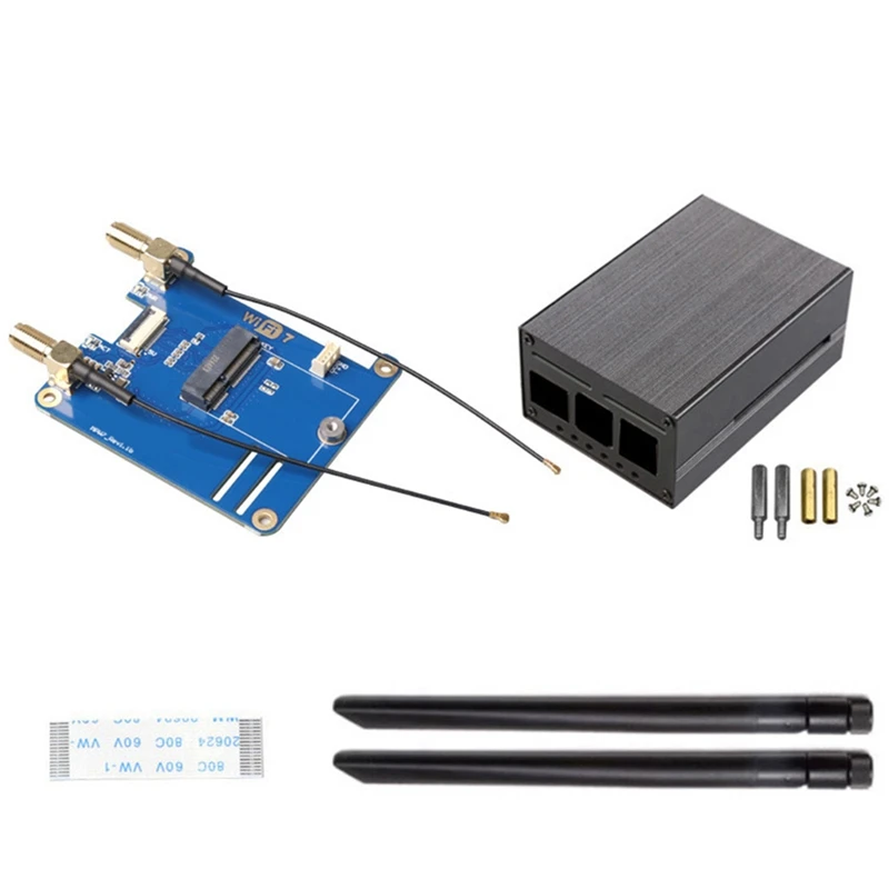 MPW7ACA For Raspberry Pi 5 PCIE To M.2 E-Key Wifi7 Module With Case BE200 Support Google TPU