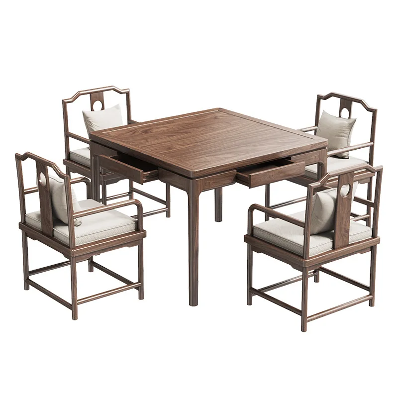 

New Chinese elm dining table, living room, household, solid wood tea table and chairs